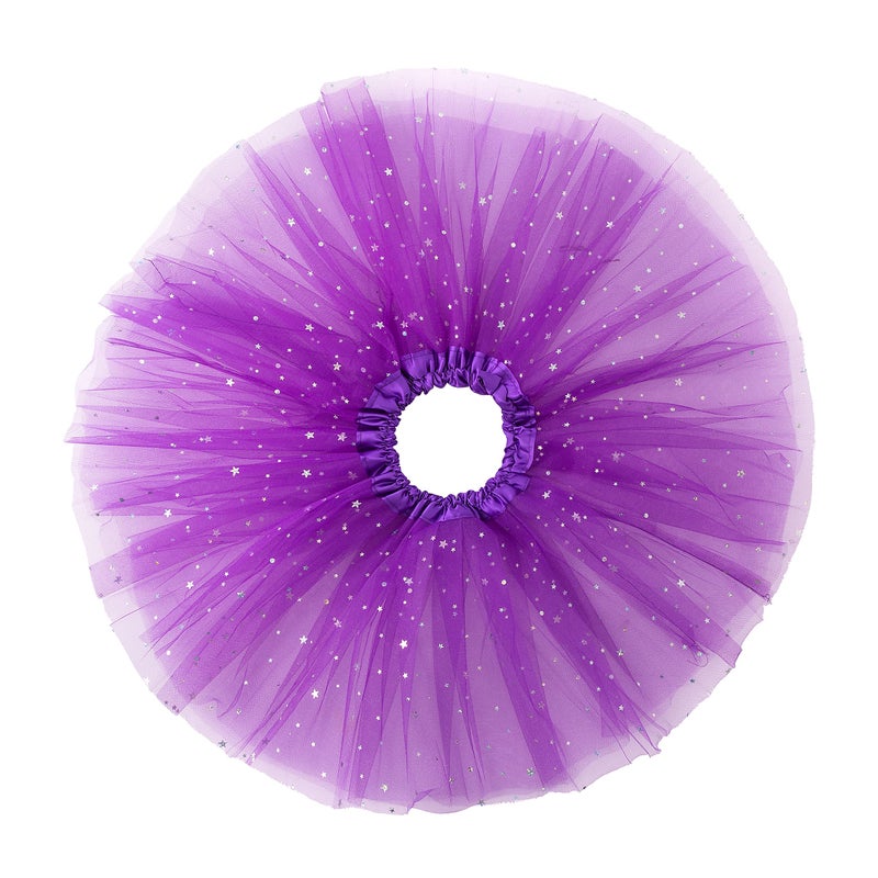 JastoreÂ® Girls Layered Stars Sequins Tutu Skirt Princess Ballet Dance Dress (Purple) - Image 2